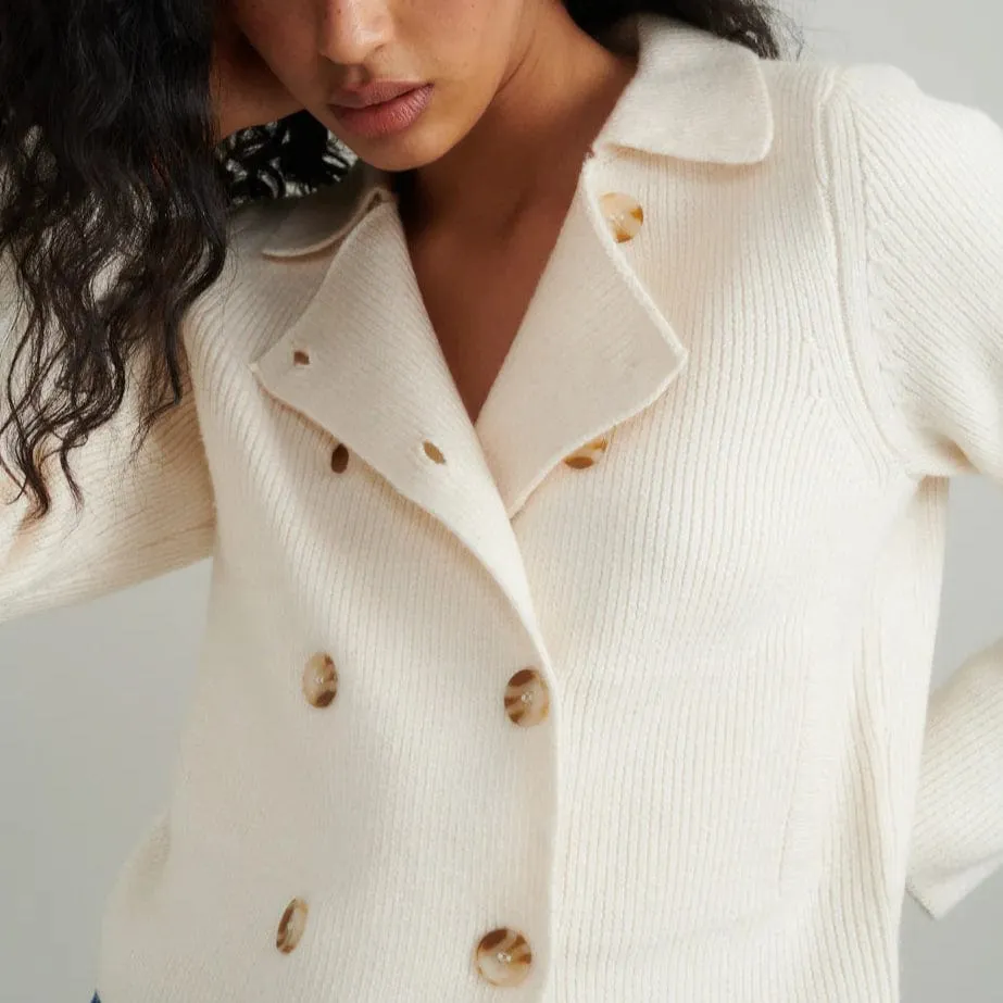 Nobody's Child Cream Double Breasted Collar Cardigan