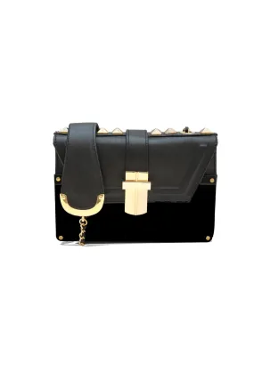 NOCTURNE MINI BOX BAG IN BLACK LEATHER
