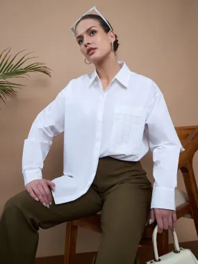 Noi Women White With Full Sleeves Oversized Shirt