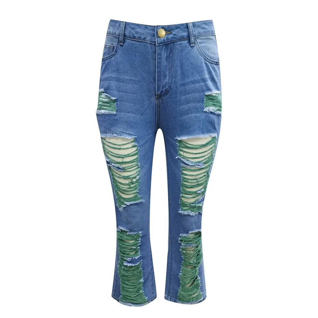 NORA : Destroyed Jeans - drei Neon-Farben - straight cut