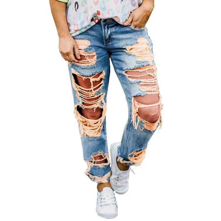 NORA : Destroyed Jeans - drei Neon-Farben - straight cut