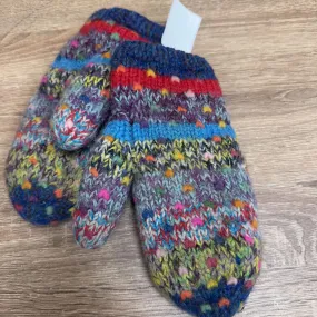 Northern Watters Knitwear - Kids' Mittens with Hearts : Blue/Red/Pink-children-