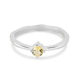 November Citrine Silver Birthstone Ring