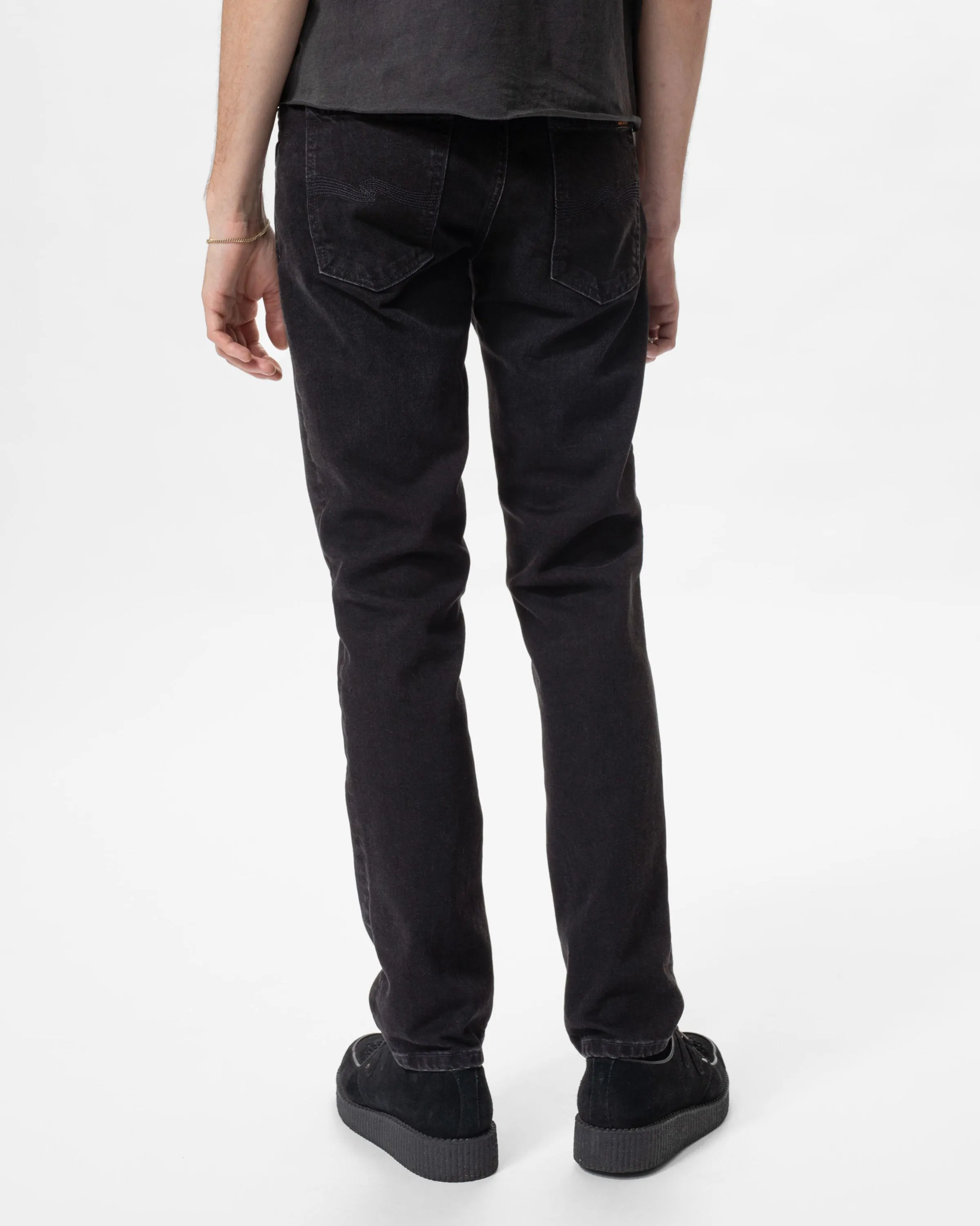 Nudie Solid Ollie Slim Fit Mens Jeans - Black Steel