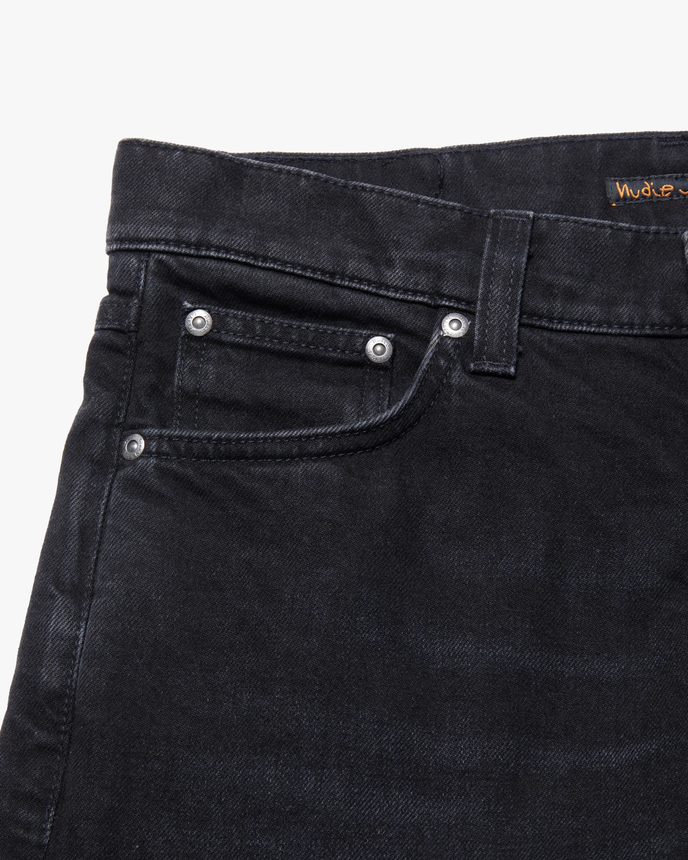 Nudie Solid Ollie Slim Fit Mens Jeans - Black Steel