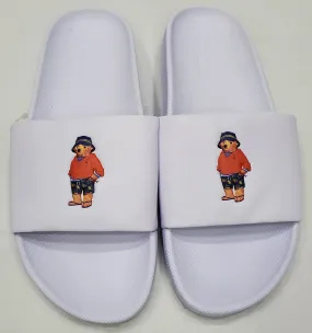 Nwt Polo Ralph Lauren White Beach Bear Teddy Bear Slides w/o Box