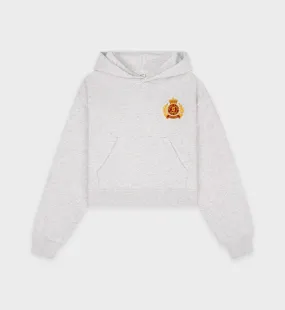 NY Crest Cropped Hoodie - Heather Gray/Gold