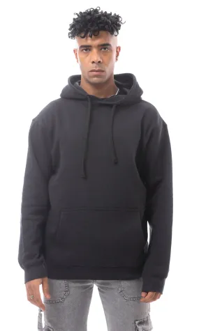 O172341 Slip On Solid Black Comfy Hoodie