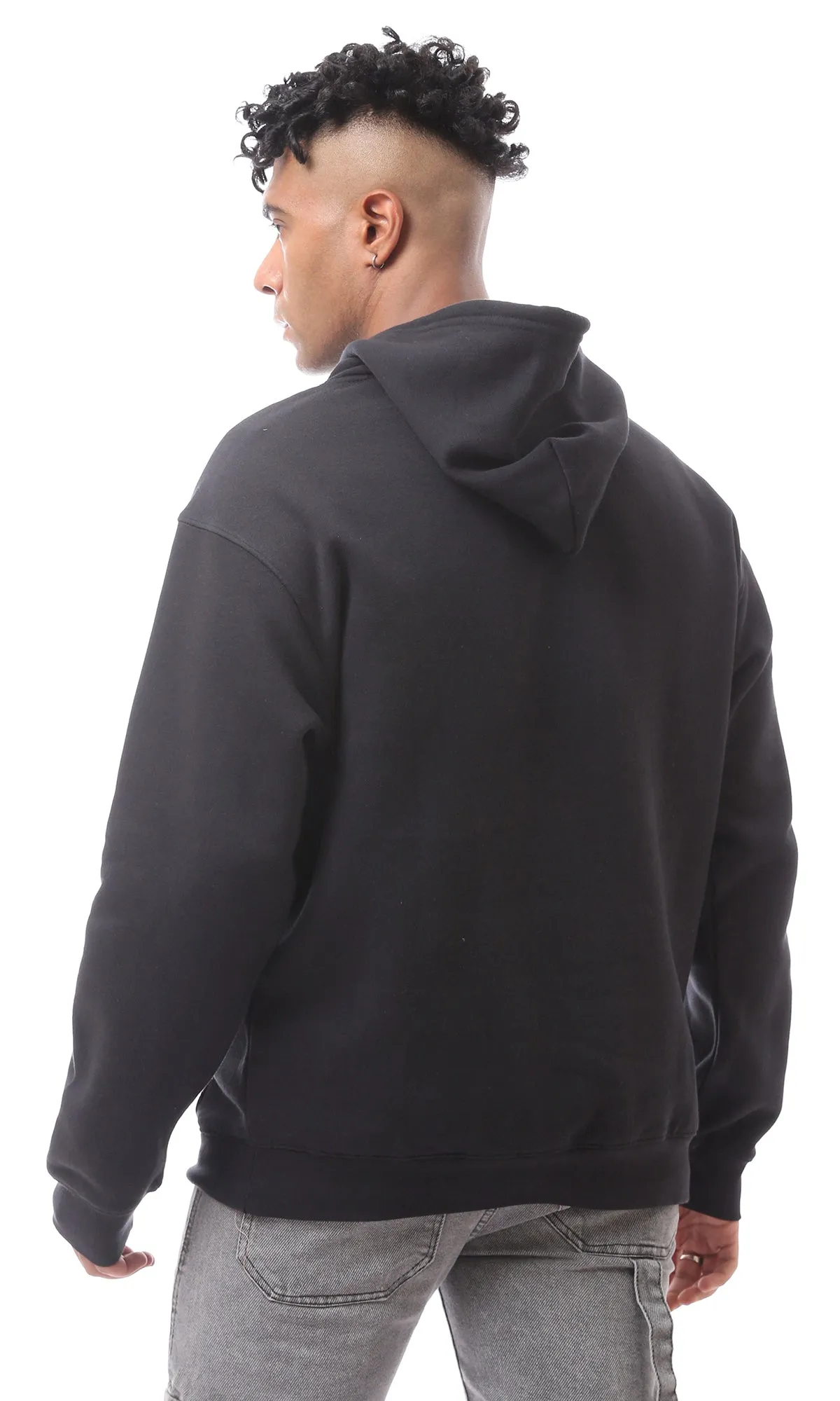 O172341 Slip On Solid Black Comfy Hoodie