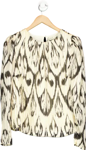 OASIS Ivory Kat Jacquard Print Long Sleeve Top UK 10