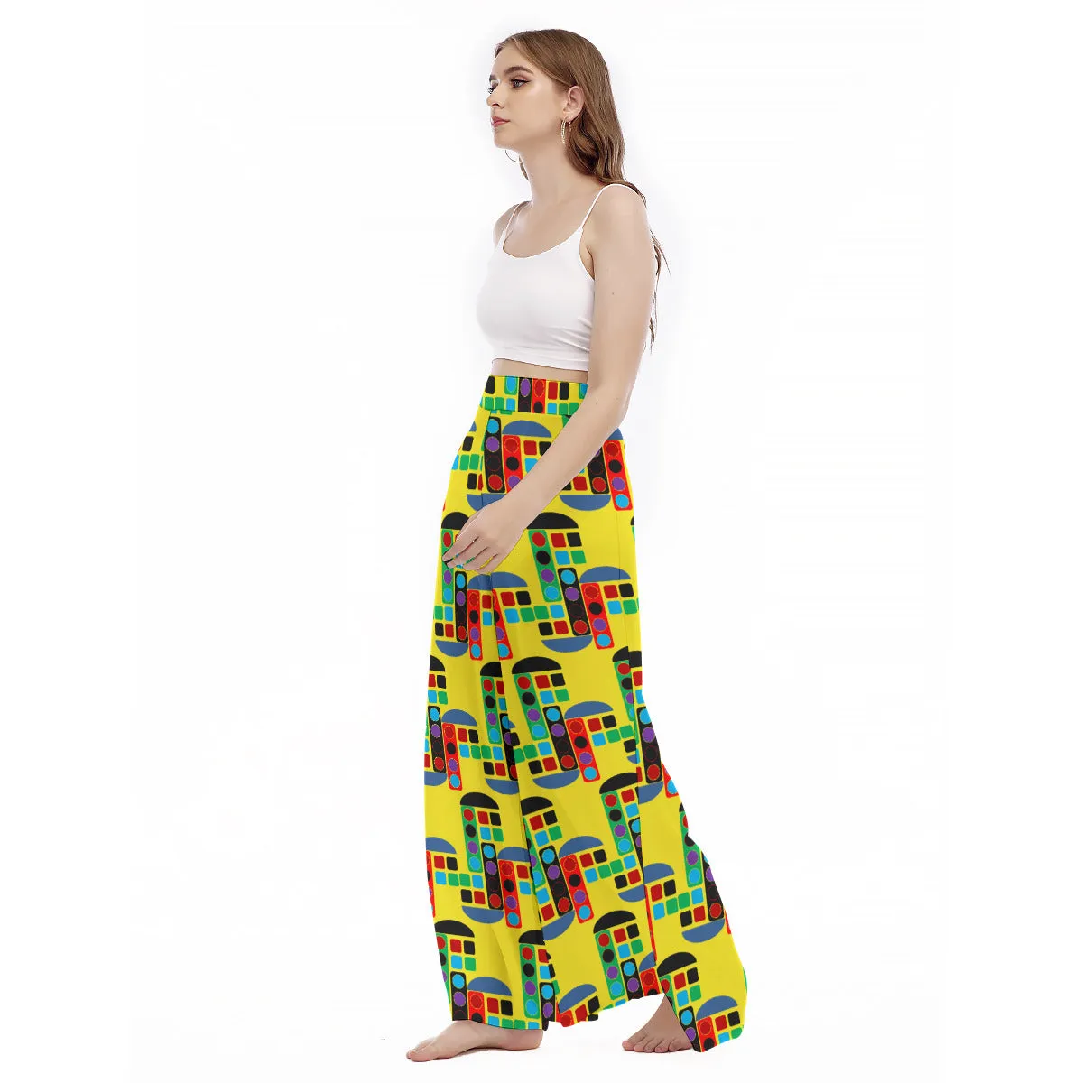 OD Women's High Waist Wide Leg Culottes PattYell