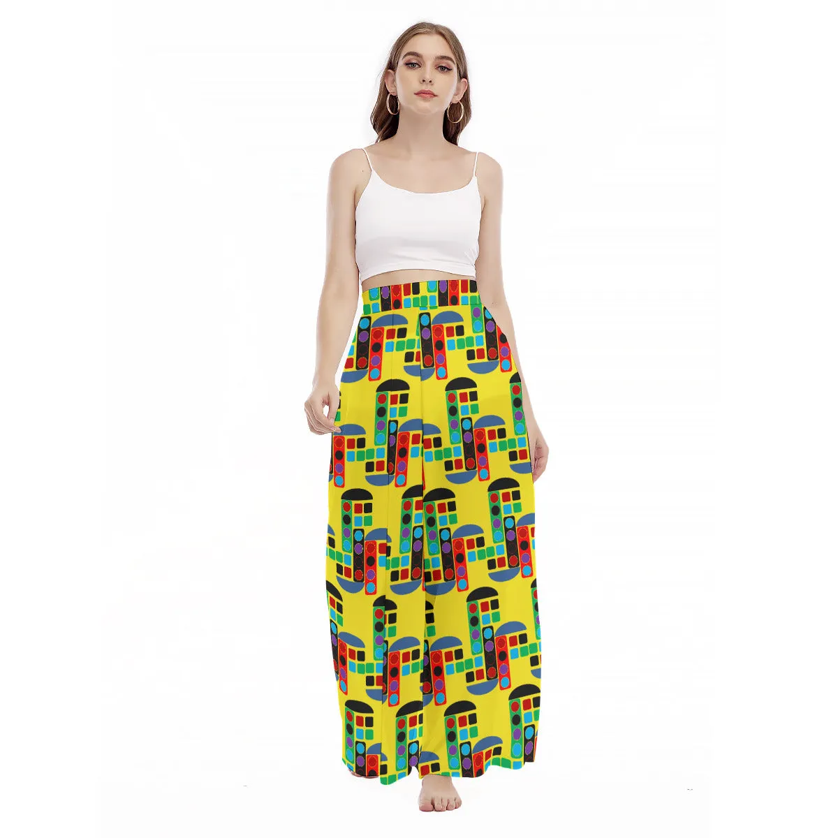 OD Women's High Waist Wide Leg Culottes PattYell