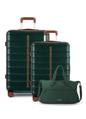 Odyssey Set of 2 & Float Duffle Combo | Forest Green | Medium Large Hard Luggage & Duffle