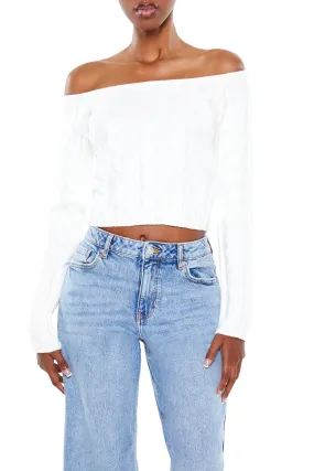 Off-the-Shoulder Cropped Sweater