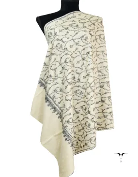 off-white jaali embroidery pashmina shawl 8603