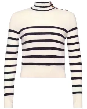 Off White Mariner Stripe Cashmere Mockneck Sweater