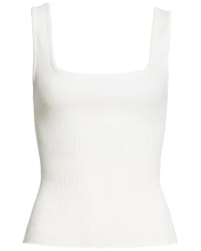 Off White Ribbed Square Neck Tank