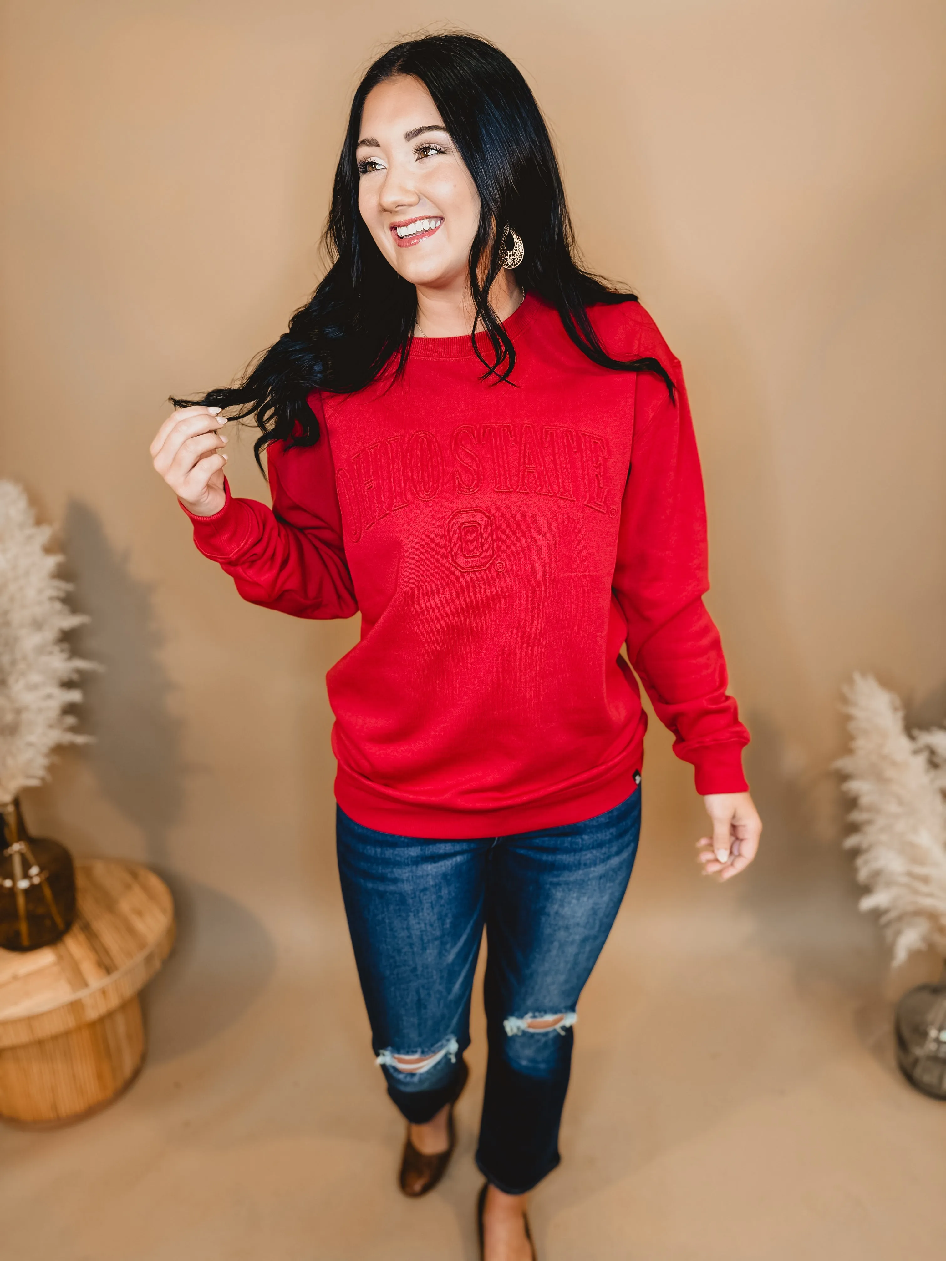 Ohio State Embossed Crewneck Sweatshirt - Red