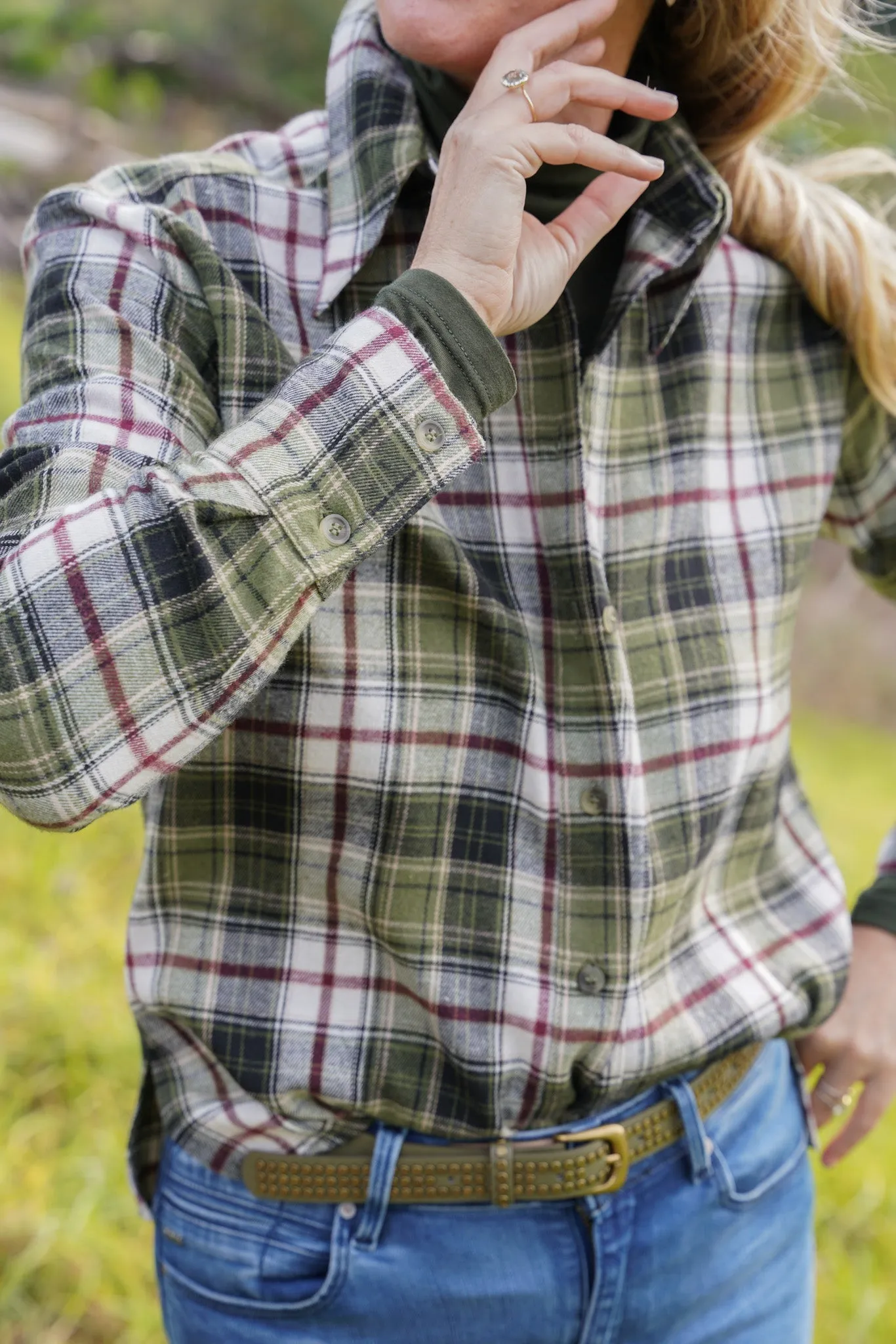Olive Brass Studded Belt
