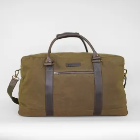 Olive Waxed Canvas Holdall Gentleman's Overnight Bag