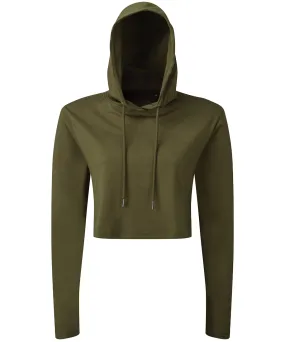 Olive - Women's TriDri® cropped hooded long sleeve t-shirt