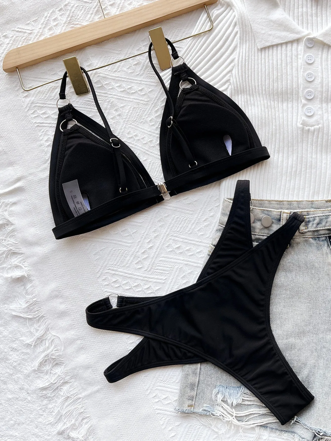 Olivia in Black Split Cutout Swimsuit - Culture Heaven Special