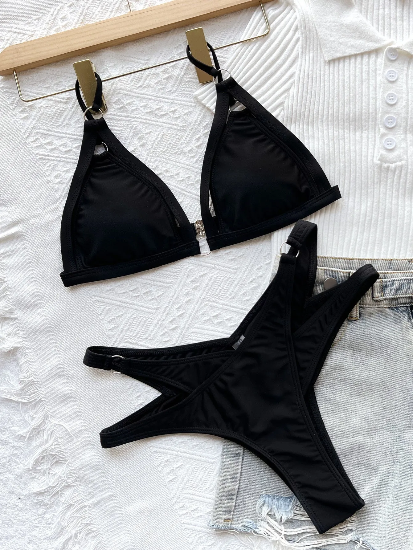 Olivia in Black Split Cutout Swimsuit - Culture Heaven Special