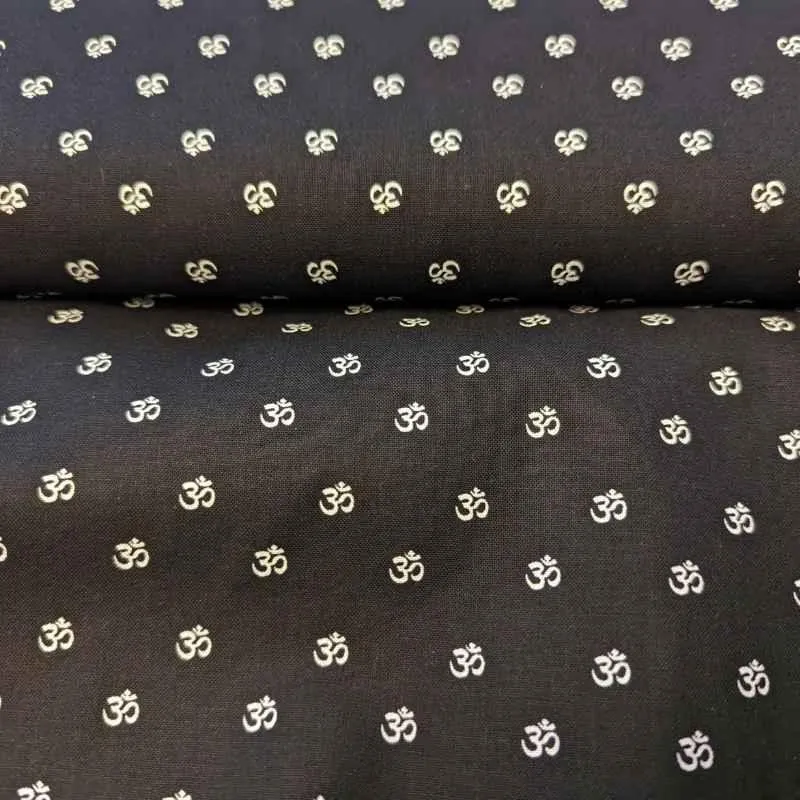 Om Fabric, Namaste, Yoga Fabric in Black