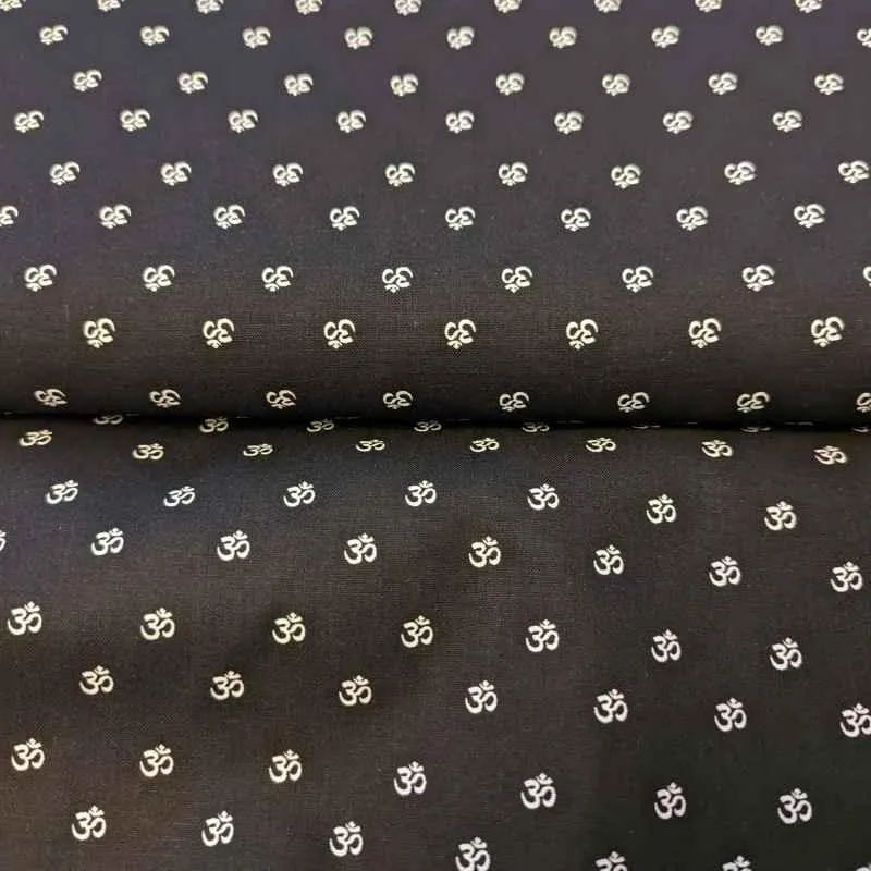 Om Fabric, Namaste, Yoga Fabric in Black