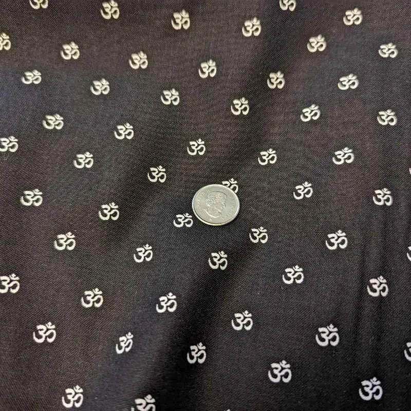 Om Fabric, Namaste, Yoga Fabric in Black