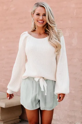 On Course Chunky Knit Bubble Sleeve Sweater (Ivory)