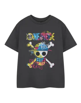 One Piece Pirate Life Boys Grey Short Sleeved T-Shirt