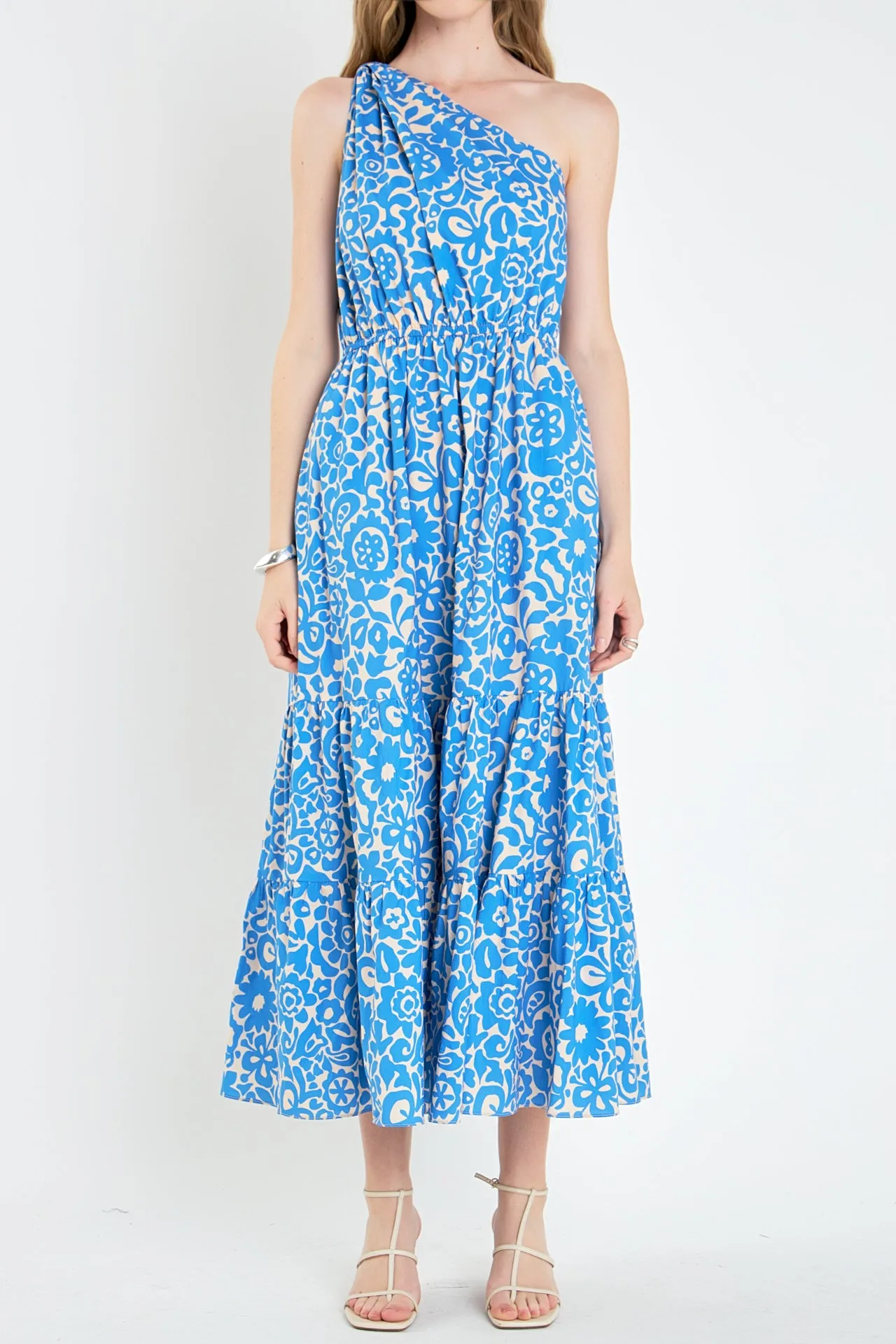 One Shoulder Print Maxi Dress