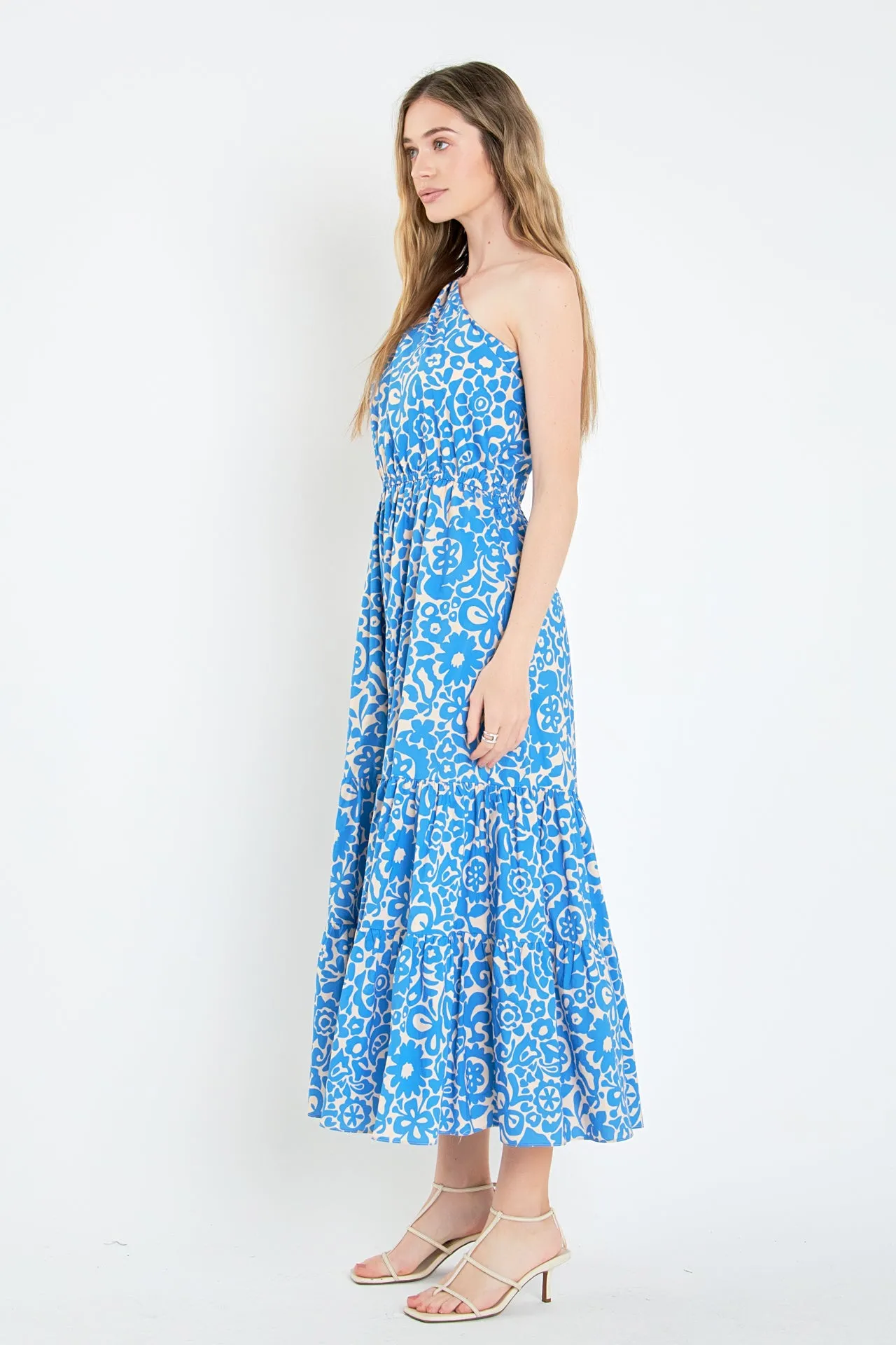One Shoulder Print Maxi Dress
