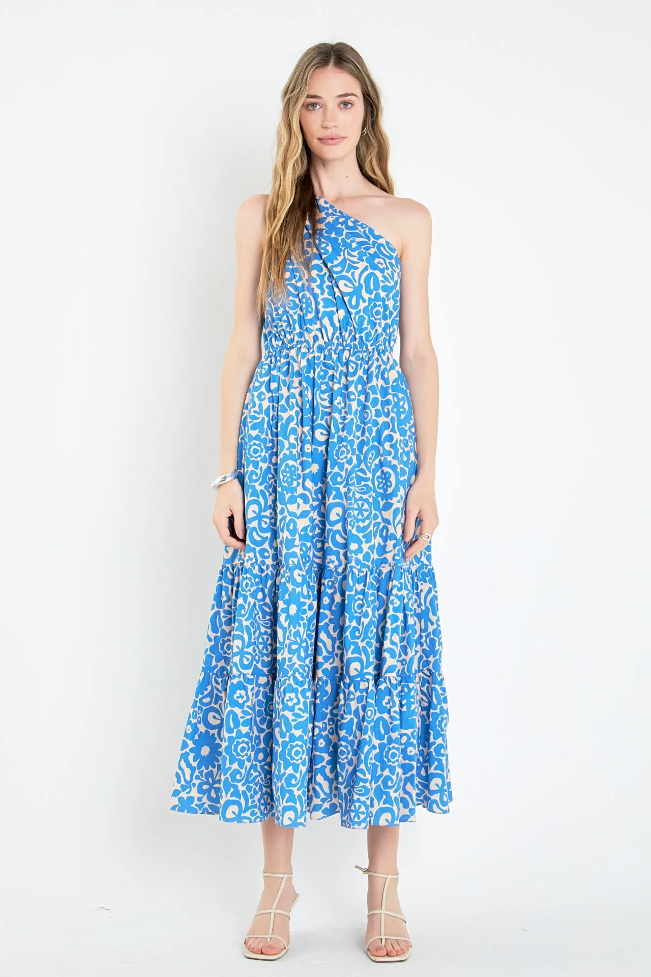 One Shoulder Print Maxi Dress
