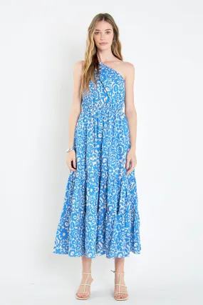 One Shoulder Print Maxi Dress