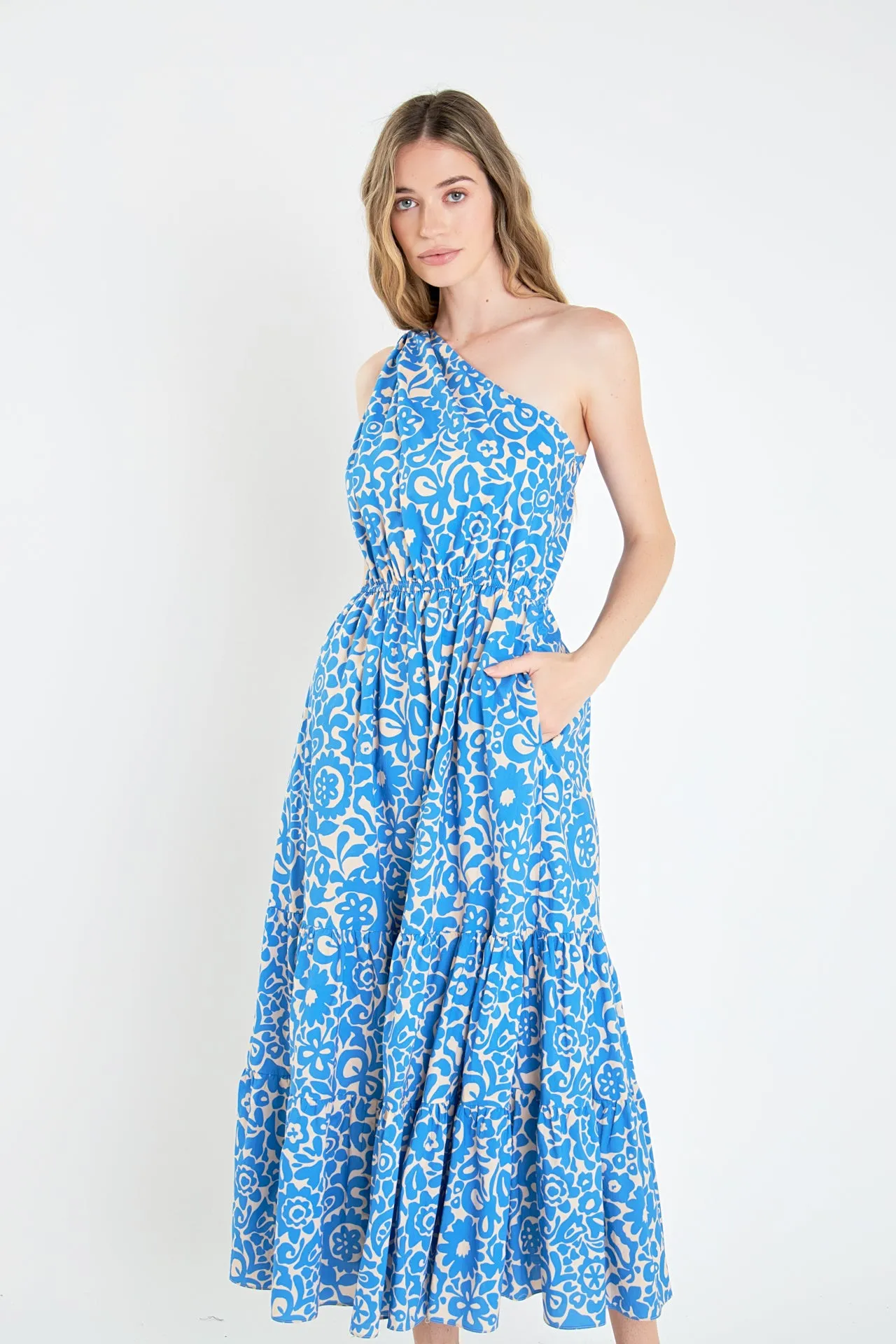One Shoulder Print Maxi Dress