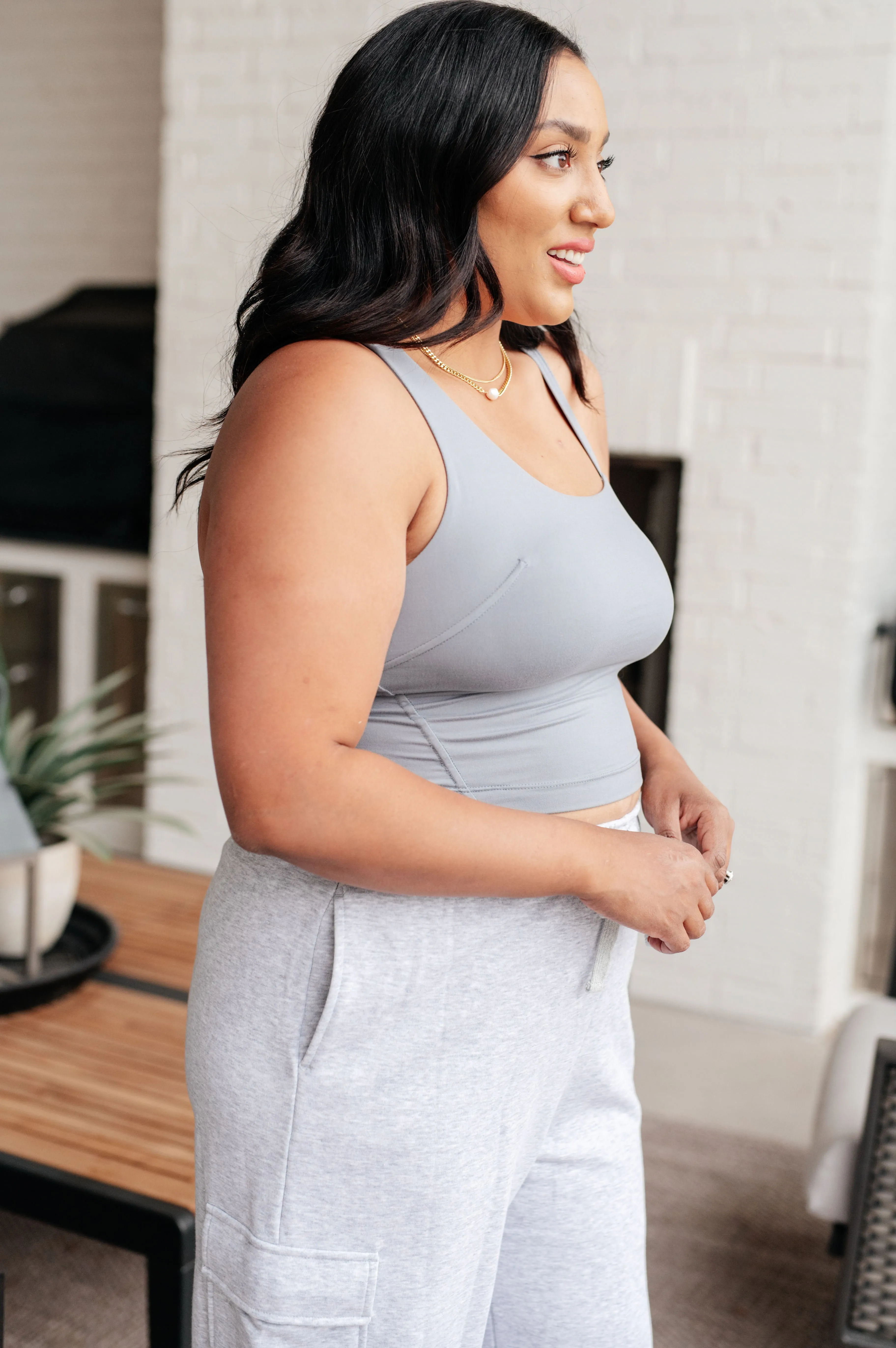 *Online Exclusive* Doing it For Me Asymmetrical Tank in Rhino Grey