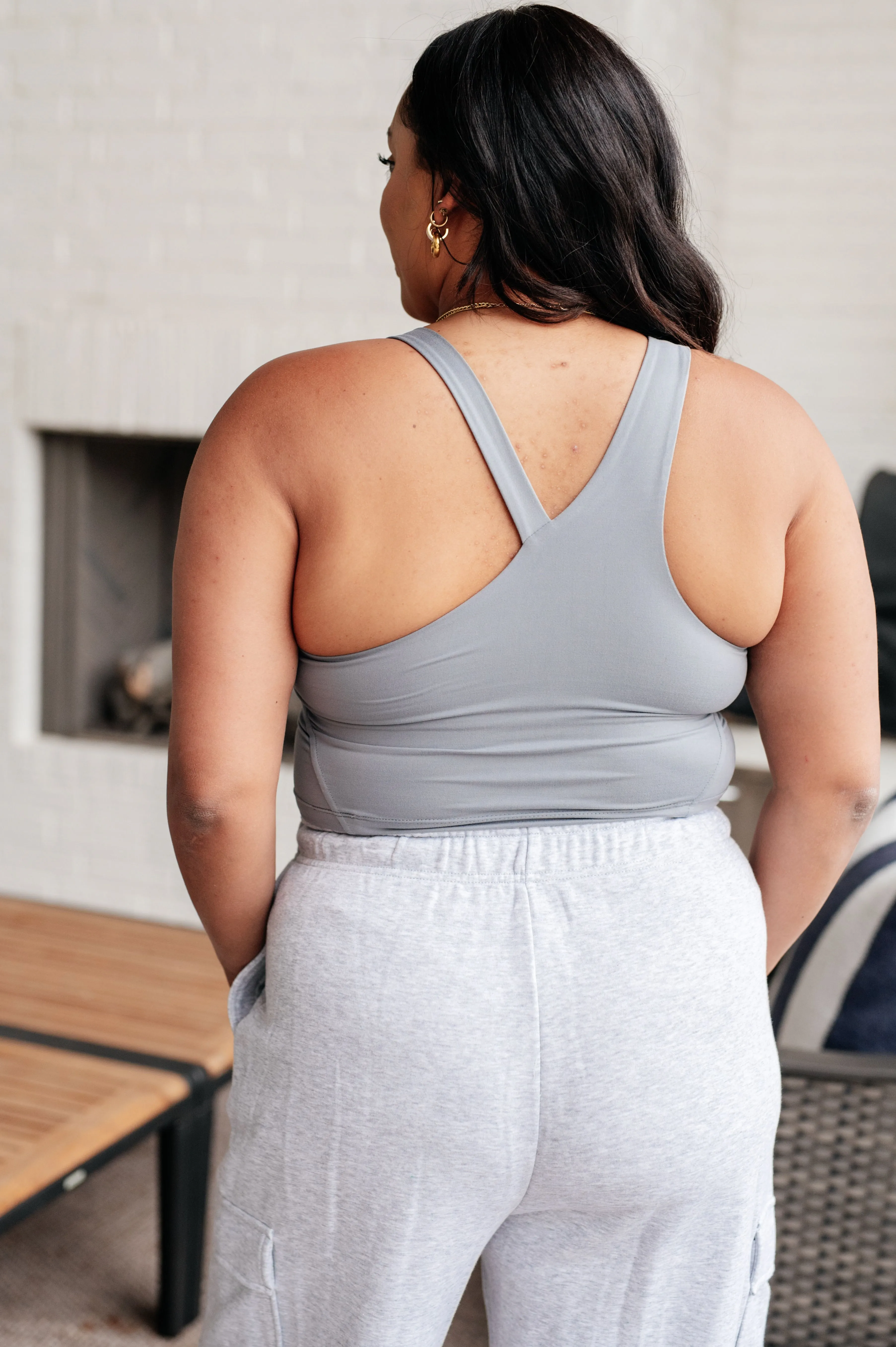 *Online Exclusive* Doing it For Me Asymmetrical Tank in Rhino Grey