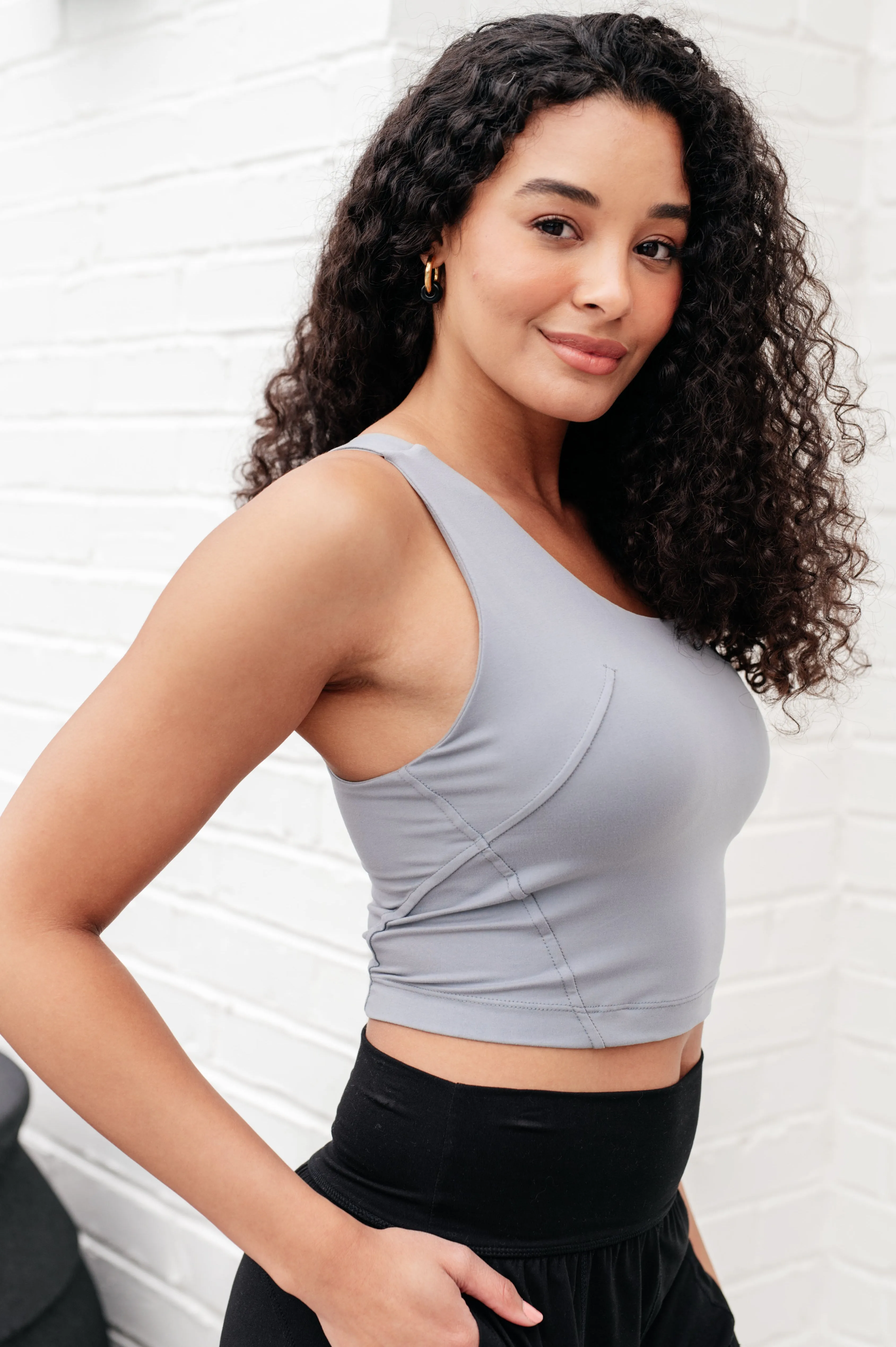 *Online Exclusive* Doing it For Me Asymmetrical Tank in Rhino Grey