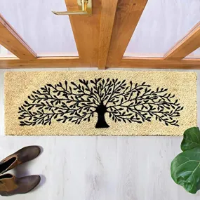 Onlymat Natural Coir| Attractive Tree Print| PVC Backing| Long-Lasting| Heavy Duty| Weather Resistant| Indoor| Covered Door | Doormat- 120 x 40 cm (Beige Color)