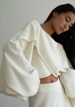 Ophelia Knit Cross Sweater - Cream