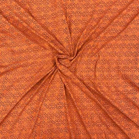 Orange Geometrical Floral Cotton Lace Fabric