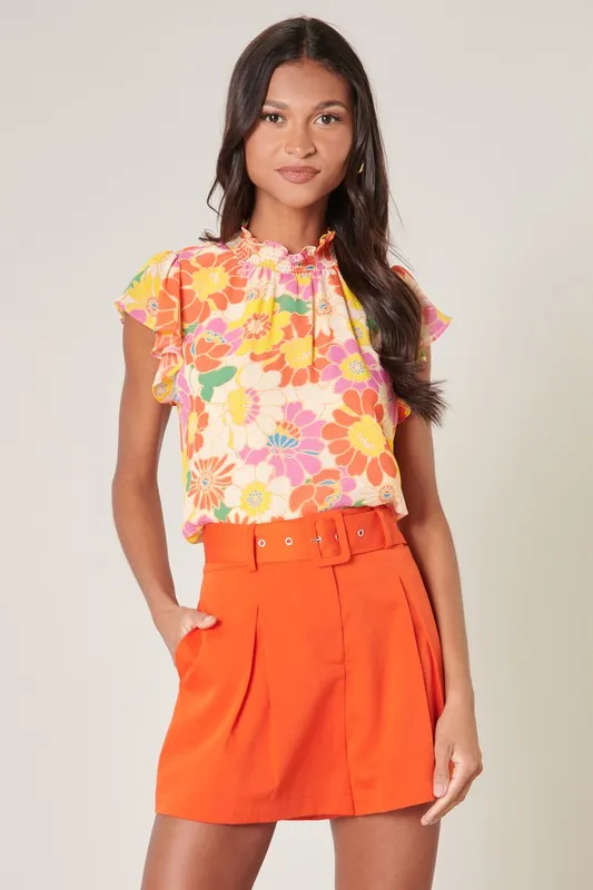 Orange Power Moves High Waisted Shorts