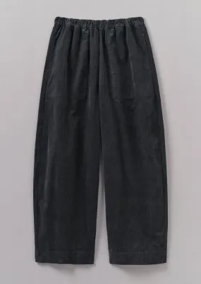 Organic Cord Barrel Leg Trousers | Charcoal