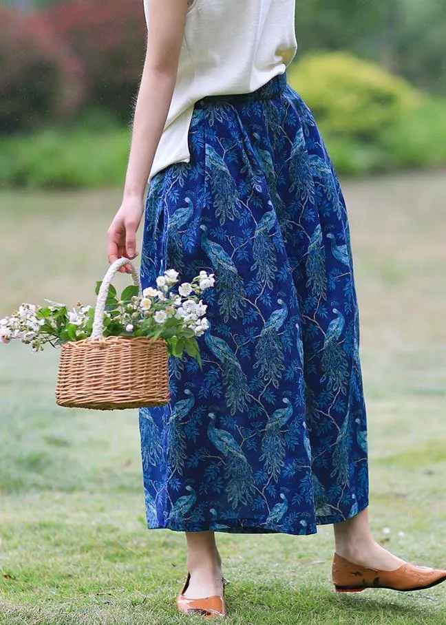 Original Xia Xin cotton and linen women's ramie printed wide-leg pants