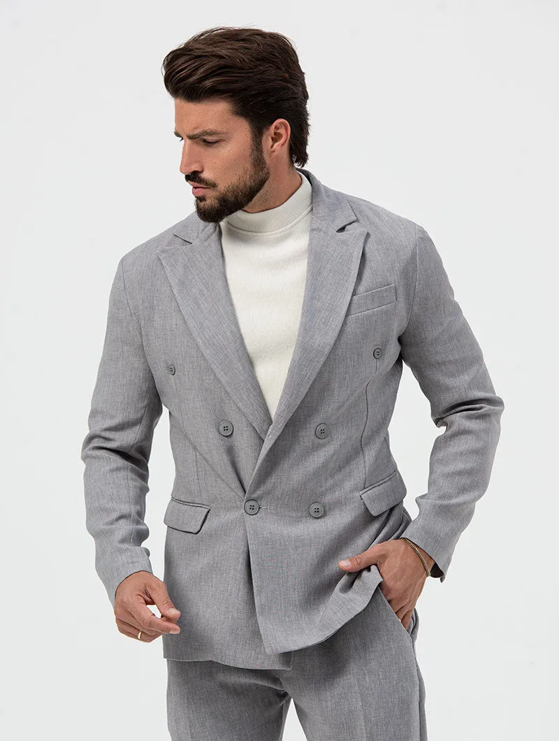 OSCAR DOUBLE BREASTED BLAZER IN GREY