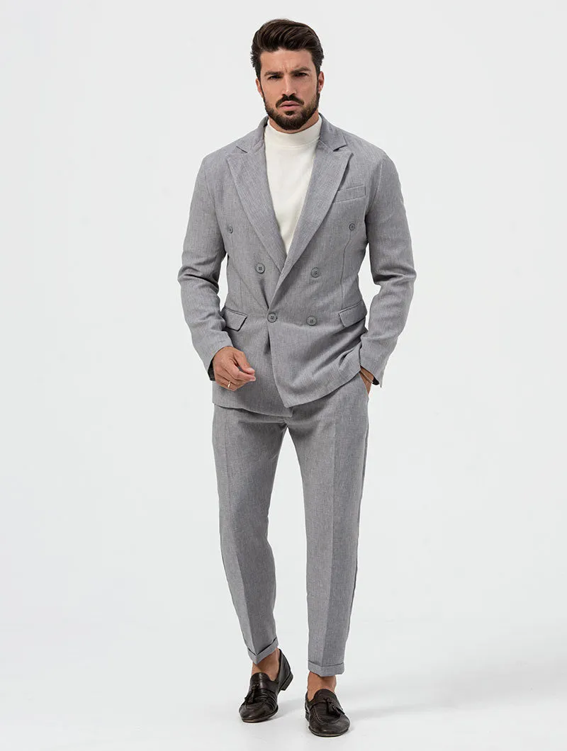 OSCAR DOUBLE BREASTED BLAZER IN GREY