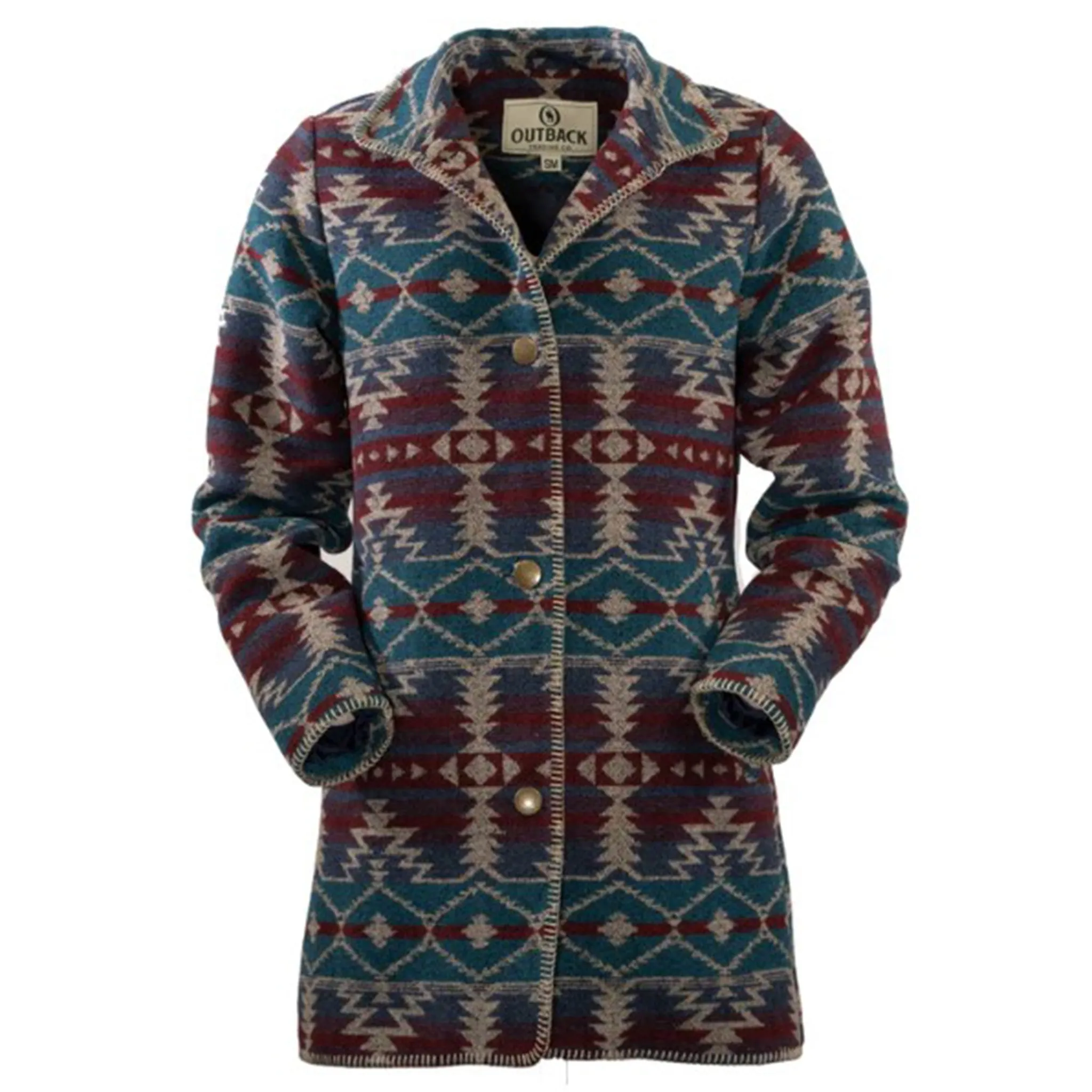 Outback Trading Women's Beet Aztec Long Moree Jacket