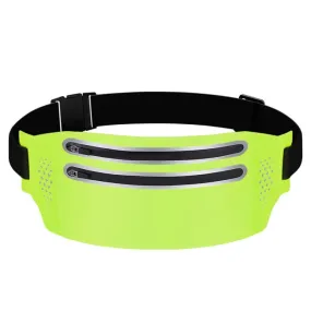 Outdoor Double Zipper Sports Waterproof Lycra Body Slim Waist Bag(Green)